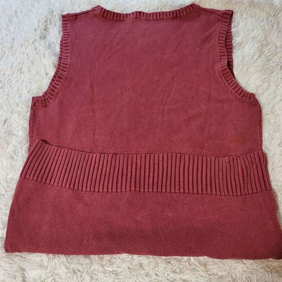 Men sleeveless v neck cable vest knit sweater M - Picture 5 of 6